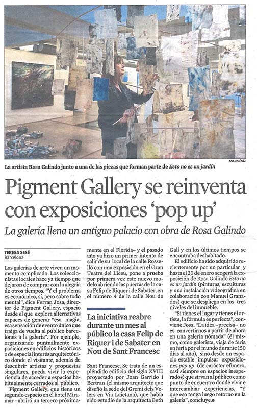 2018 12 16 La vanguardia Rosa Galindo 1 Pigment Gallery Galería de Arte en Barcelona La Vanguardia