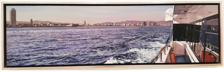 DC BCN desde el mar II 2014 33x120cm Oil on wood Pigment Gallery Galería de Arte en Barcelona BCN desde el mar II