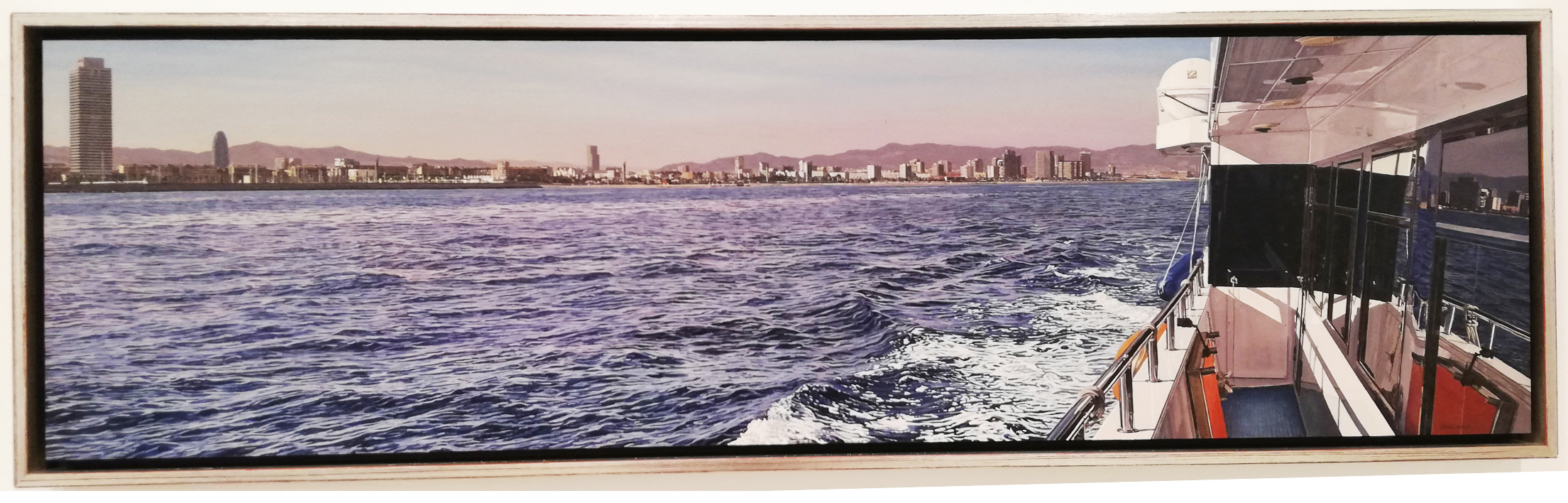 DC BCN desde el mar II 2014 33x120cm Oil on wood Pigment Gallery Galería de Arte en Barcelona Daniel Cuervo