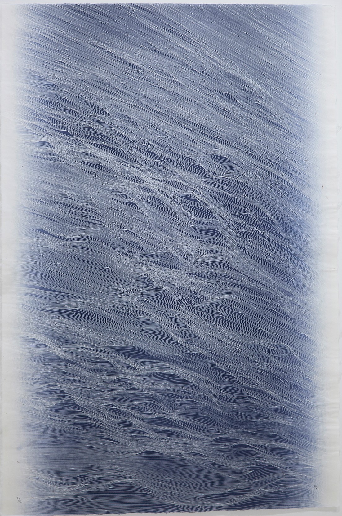 JE Changes blue 2019 Ed .12 95x65 cm Etching on Washi Awagami Kozo natural 70 gr paper Estampa Pigment Gallery Galería de Arte en Barcelona Juan Escudero
