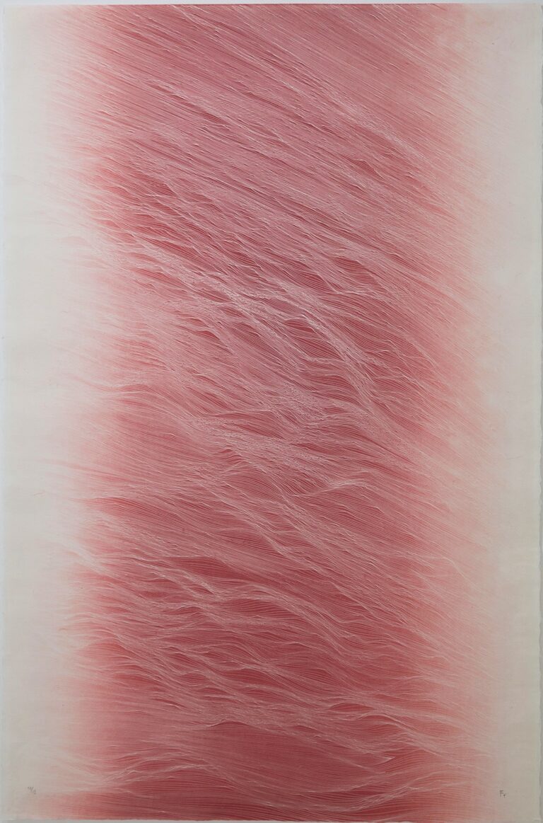 JE Changes red 2019 Ed .12 95x65 cm Etching on Washi Awagami Kozo natural 80 gr paper Estampa Pigment Gallery Galería de Arte en Barcelona Miro's Assistants