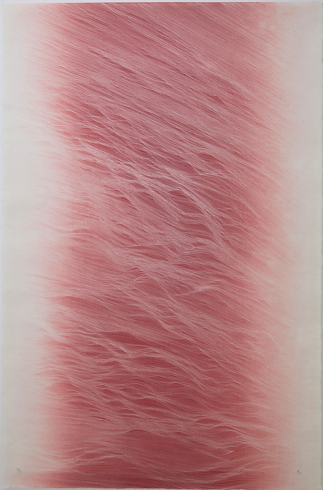 JE Changes red 2019 Ed .12 95x65 cm Etching on Washi Awagami Kozo natural 80 gr paper Estampa Pigment Gallery Galería de Arte en Barcelona Juan Escudero