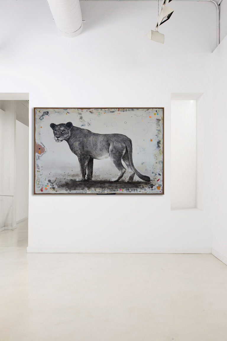 DM Leona 2022 150x185 cm Acrylic and graphite on wood Pigment Gallery Galería de Arte en Barcelona Leona