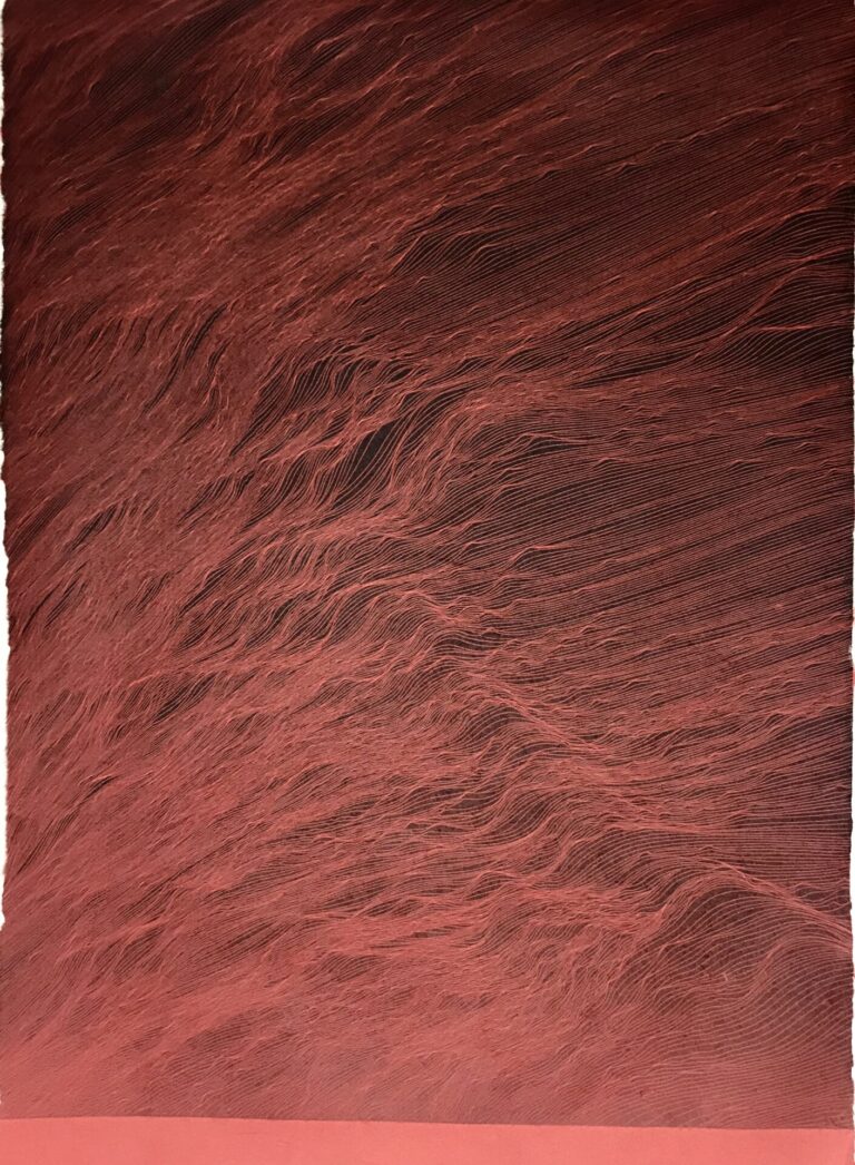JE Red Storm 2022 Ed.8.29 40x30 cm Etching on Awagami Kitakata Selected paper Estampa Pigment Gallery Galería de Arte en Barcelona Red Storm I