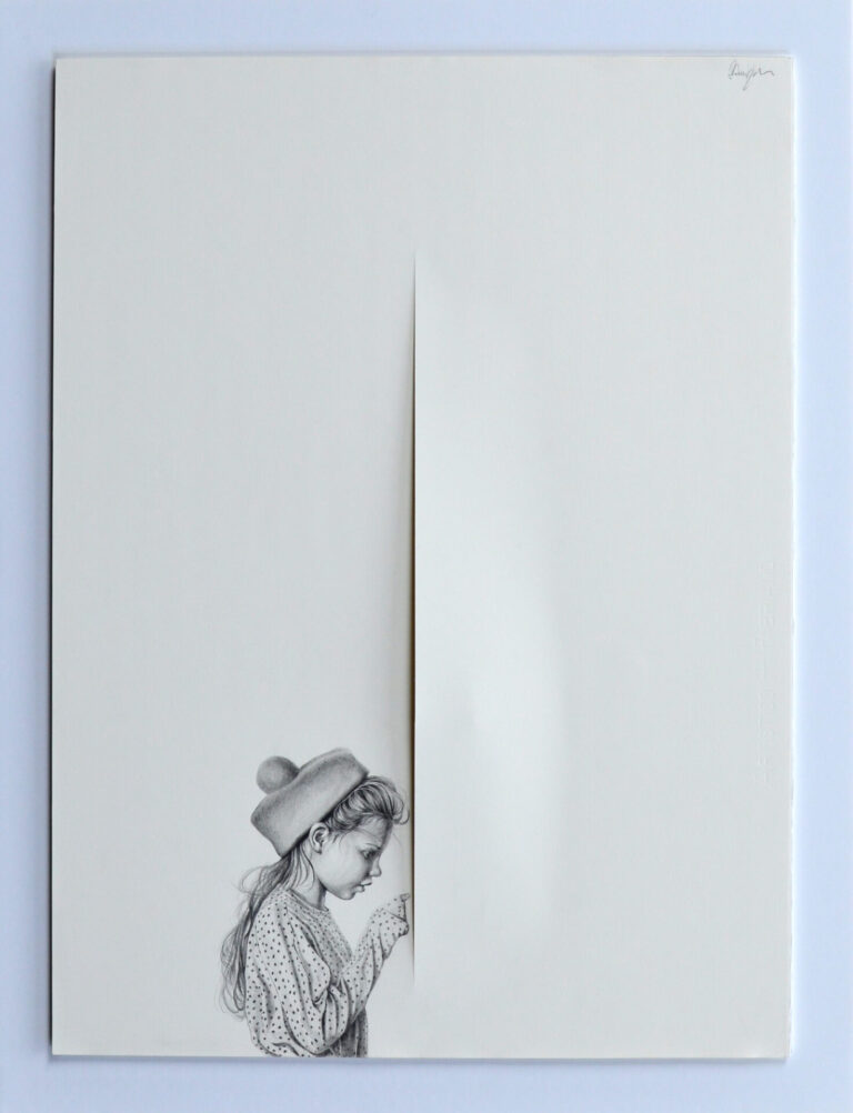 PAZ Pablo Arrazola Kiko Series 23 2023 76x56 cm Pencil on cut and cotton paper Pigment Gallery Galería de Arte en Barcelona Kiko Series 23